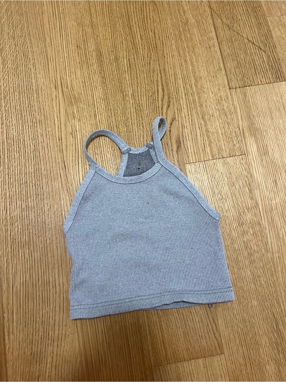 FP Movement by Free People Light Gray Ribbed Halter Crop Tank